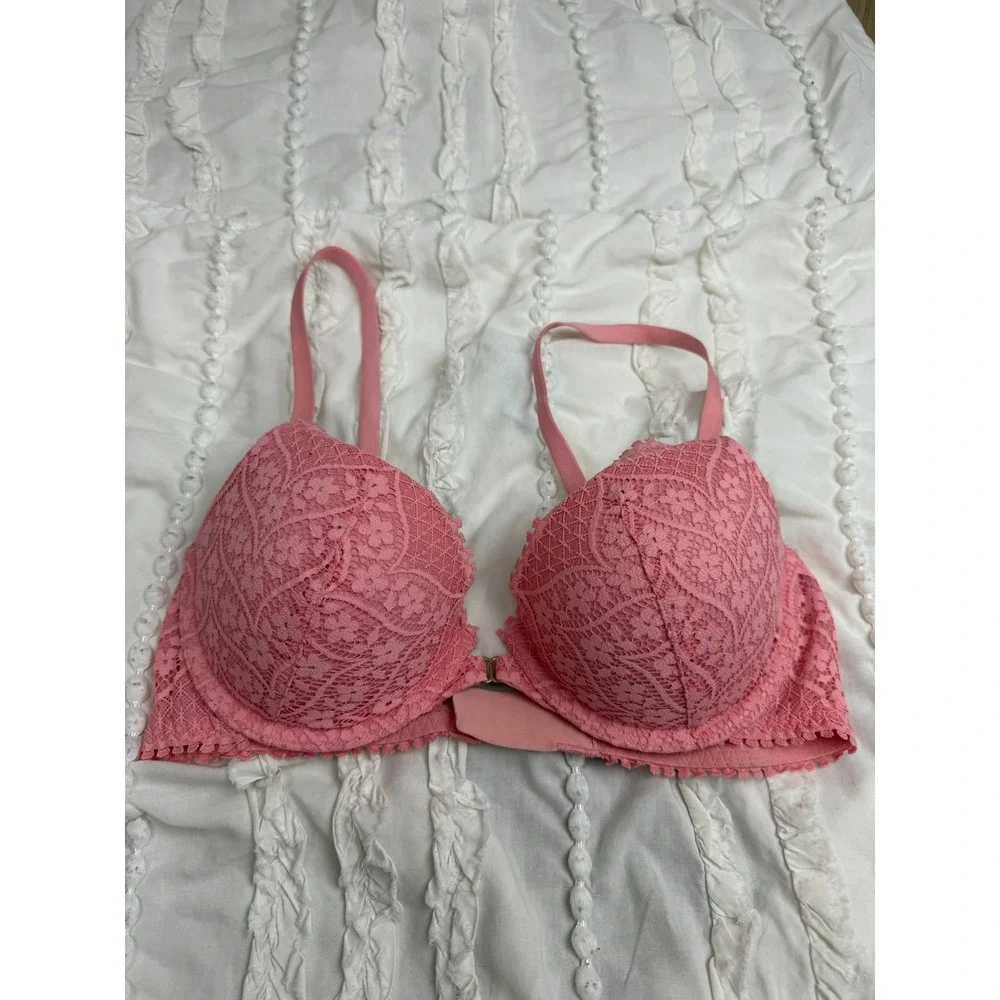 Aerie Pink Floral Lace Push Up Underwire Bra 32D